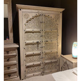 Indian Hand Carved Solid Wooden Cupboard Wardrobe D33